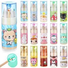 15 Pack Colored Pencils with Sharpener in Tube, Cartoon Coloring Pencil for Kids Portable Sketching Pencils for Kid Adults Artists Writing Sketching Painting, Classroom School Supplies