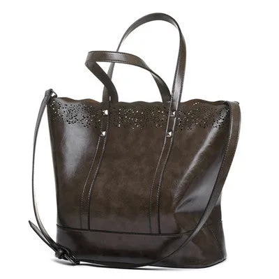 2017 Luxury Brand Women Shoulder Bags Fashion Women Bag Hollow Out Leather Tote Bag Big Large Capacity Women Handbag Leopard Bag