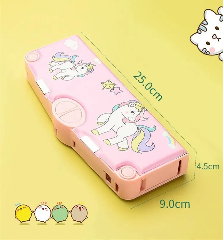 Aara Internationals 1PC MULTIFUNCTIONAL PENCIL CASE, LARGE CAPACITY PENCIL BOX FOR BOYS & GIRLS STUDENTS WITH CRAFT SCISSOR PORTABLE STATIONERY ORGANIZER Pink