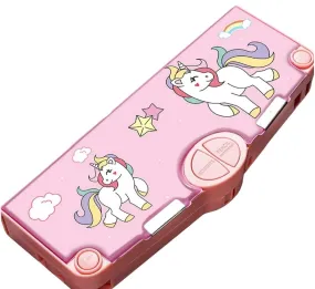 Aara Internationals 1PC MULTIFUNCTIONAL PENCIL CASE, LARGE CAPACITY PENCIL BOX FOR BOYS & GIRLS STUDENTS WITH CRAFT SCISSOR PORTABLE STATIONERY ORGANIZER Pink
