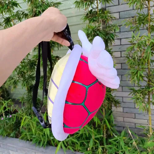 Adorable Super Koopa Plush School Bag - Soft & Durable with Green Turtle Shell Design