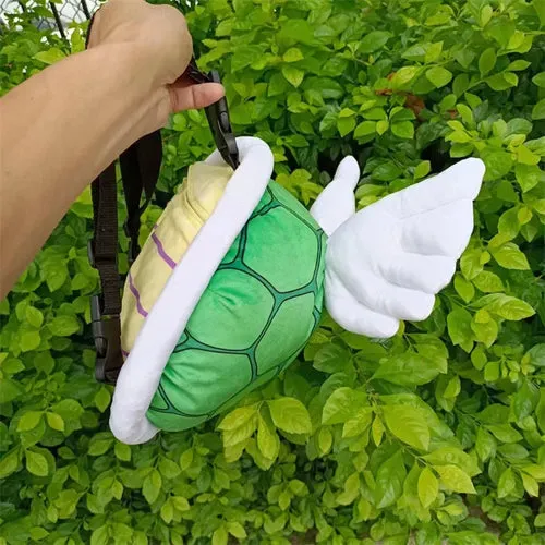 Adorable Super Koopa Plush School Bag - Soft & Durable with Green Turtle Shell Design
