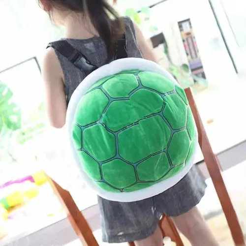 Adorable Super Koopa Plush School Bag - Soft & Durable with Green Turtle Shell Design