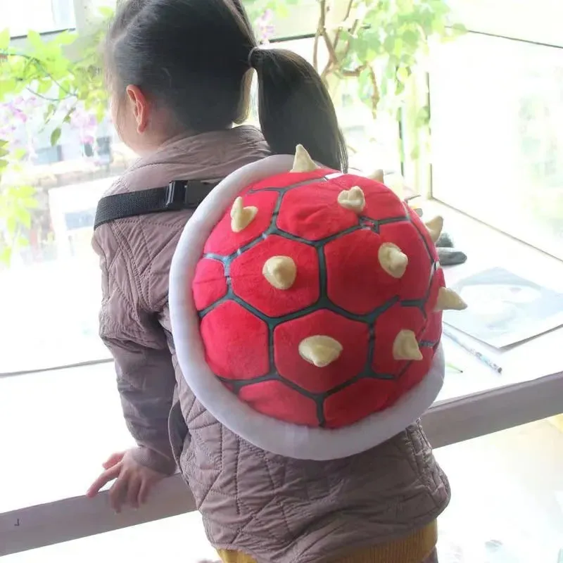 Adorable Super Koopa Plush School Bag - Soft & Durable with Green Turtle Shell Design