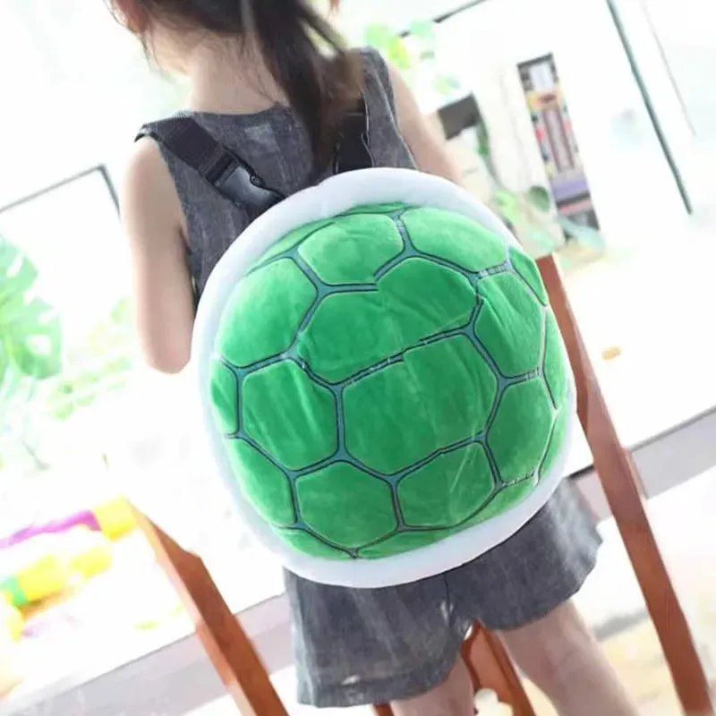 Adorable Super Koopa Plush School Bag - Soft & Durable with Green Turtle Shell Design