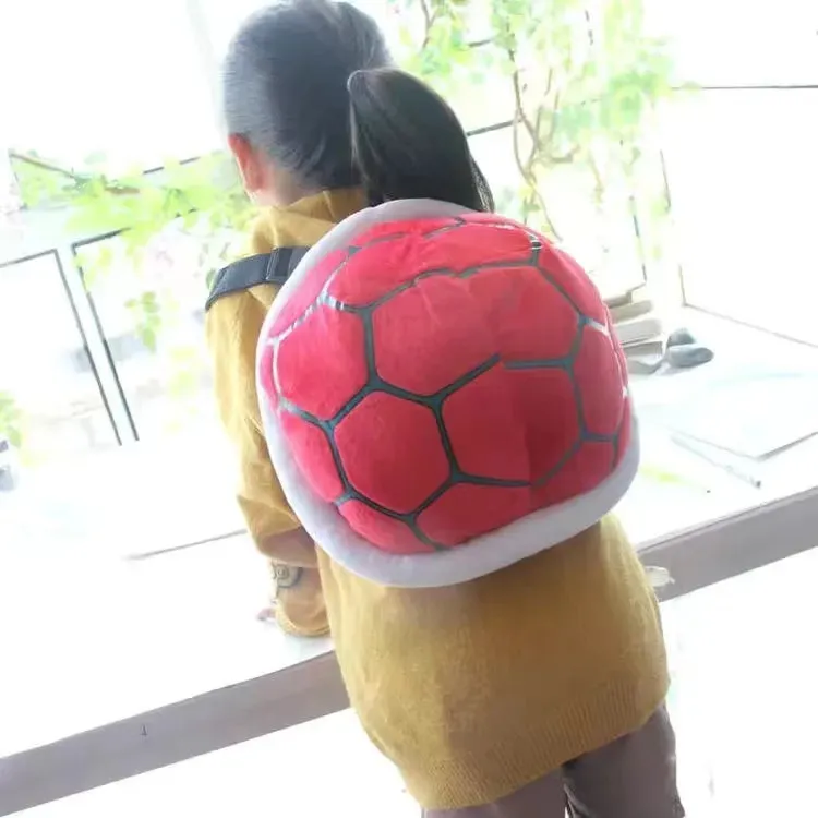 Adorable Super Koopa Plush School Bag - Soft & Durable with Green Turtle Shell Design