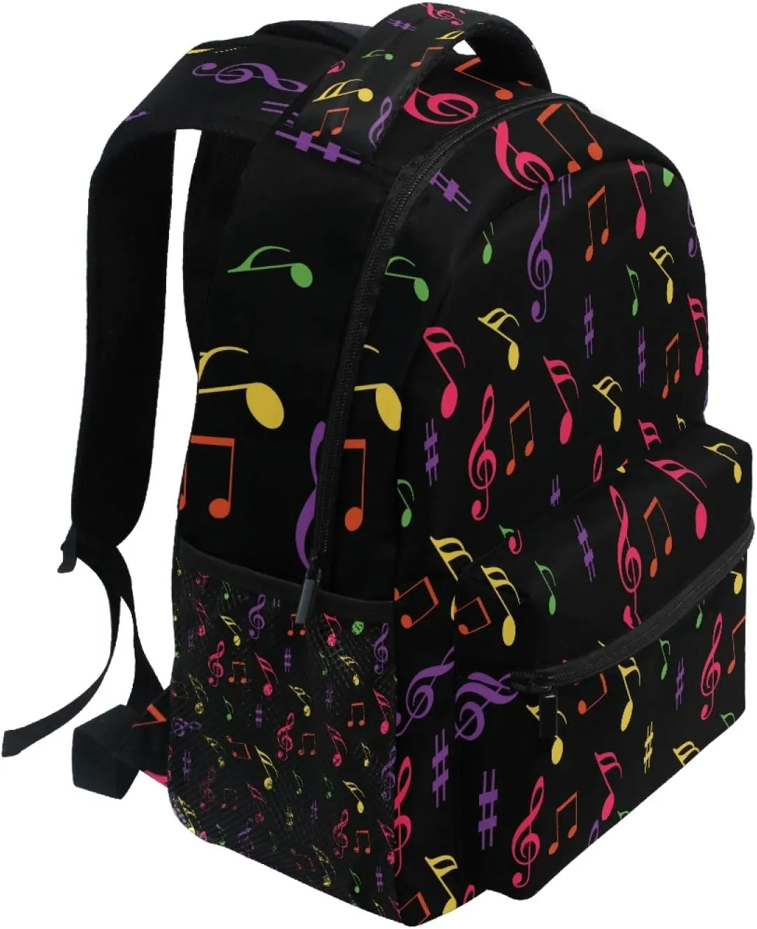 AUUXVA Backpack Colorful Music Note School Shoulder Bag Large Waterproof Durable Bookbag Laptop Daypack for Students Teens Girls Boys Elementary