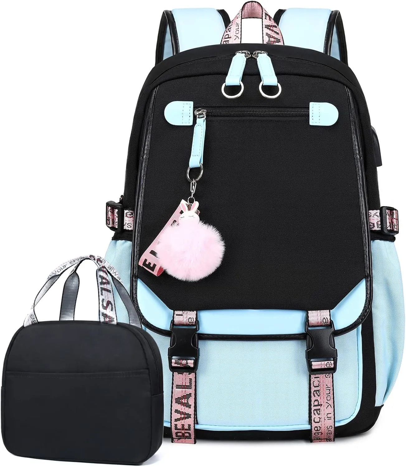 Bevalsa School Backpack for Girls, Girls Backpack with Lunch Box, Bookbag for Girls Kids Elementary Middle School Student 21L Children Schoolbag