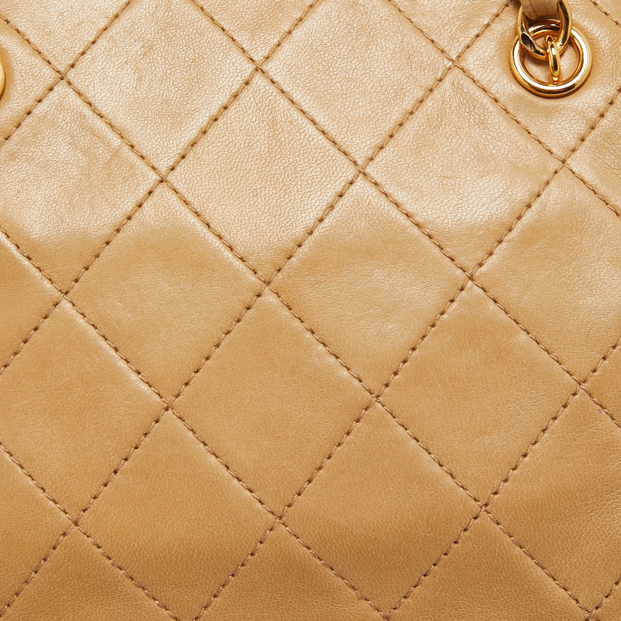 Chanel Beige Quilted Leather Mini Timeless Chain Tote