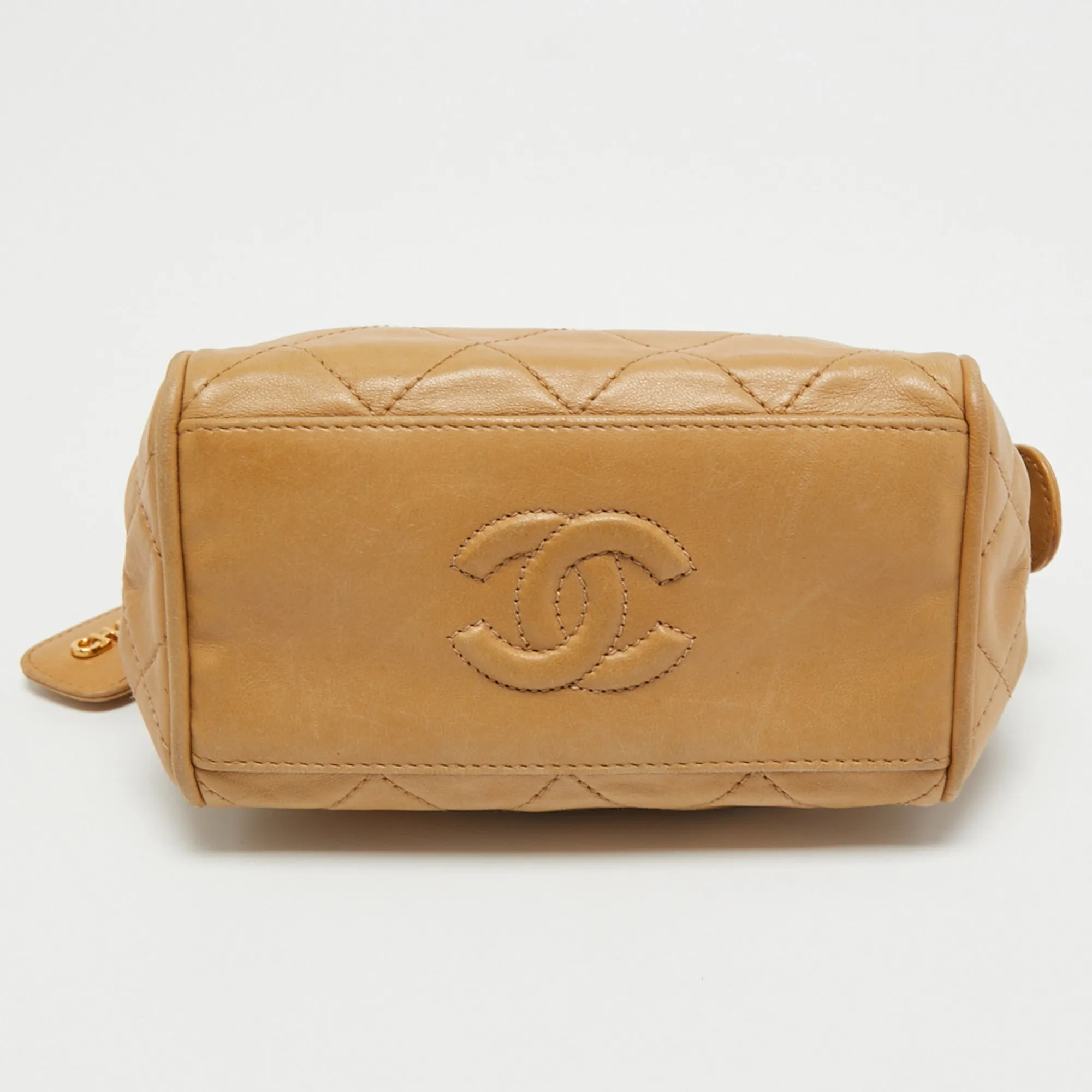 Chanel Beige Quilted Leather Mini Timeless Chain Tote