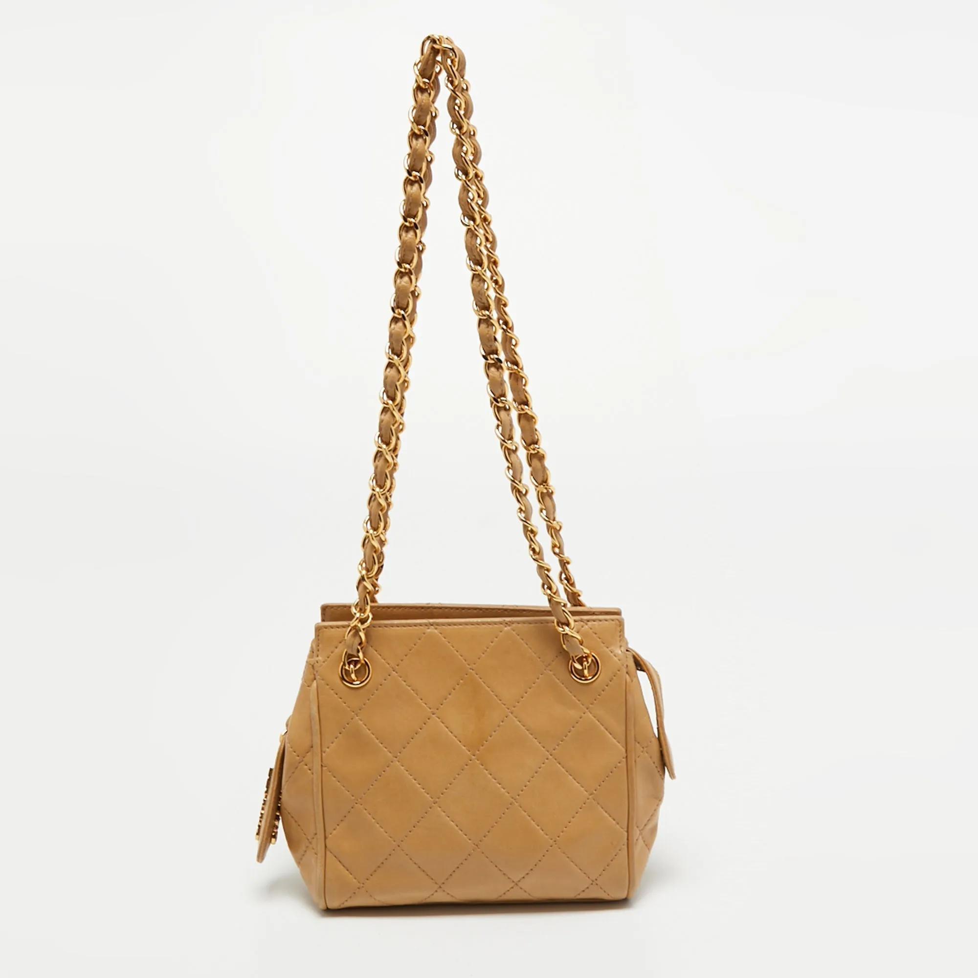 Chanel Beige Quilted Leather Mini Timeless Chain Tote