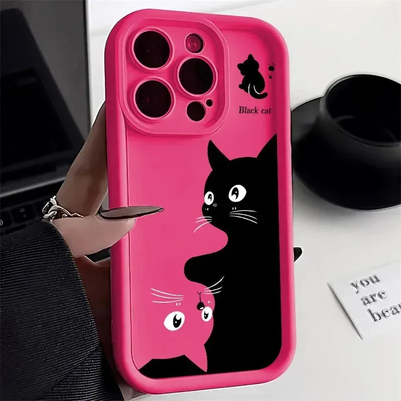 Cute Cartoon Cat Soft Phone Case Cover For iPhone