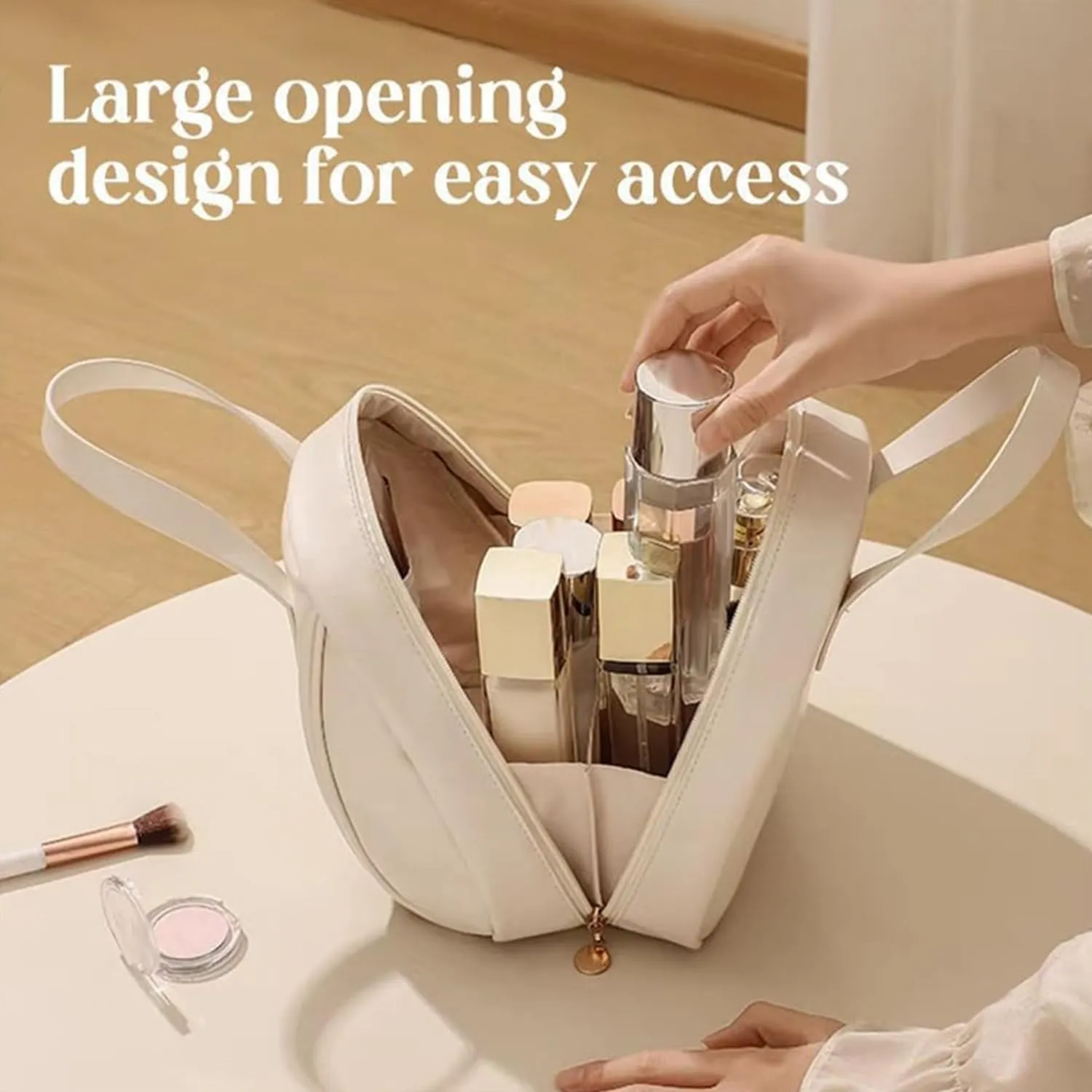 Expectatioin Multi-Layered Shell-Shaped Cosmetic Bag, 2025 New Premium Makeup Bag, Multi-Compartment Toiletry Cosmetics Bag, Large Capacity Waterproof Portable Travel Makeup Bag Organizer (2pcs-C)