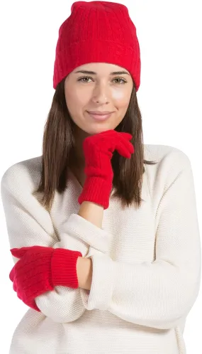 Fishers Finery Women's 100% Pure Cashmere Hat & Glove Set with Exquisite Box