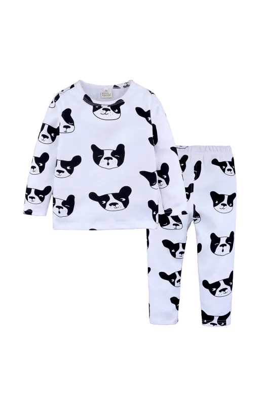 Girl Eyelash Cloud Print Brushed Children's Homewear Cotton Set