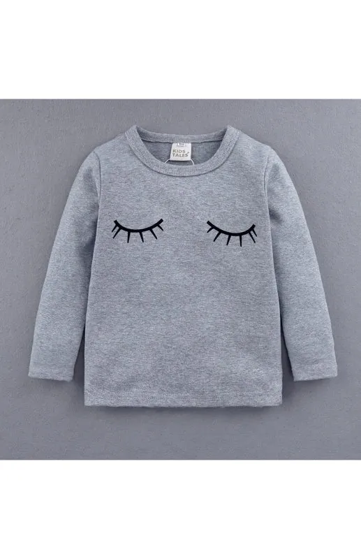 Girl Eyelash Cloud Print Brushed Children's Homewear Cotton Set