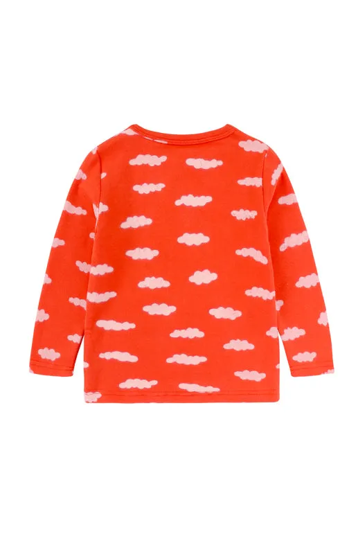 Girl Eyelash Cloud Print Brushed Children's Homewear Cotton Set