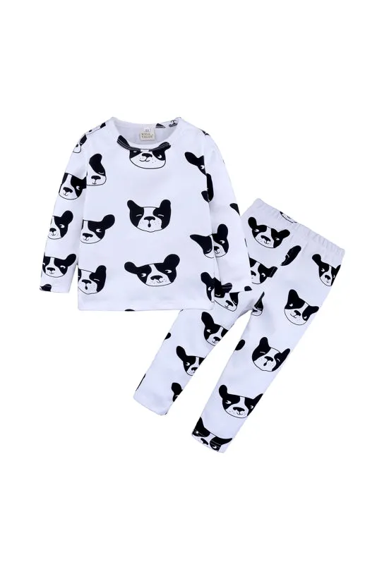 Girl Eyelash Cloud Print Brushed Children's Homewear Cotton Set