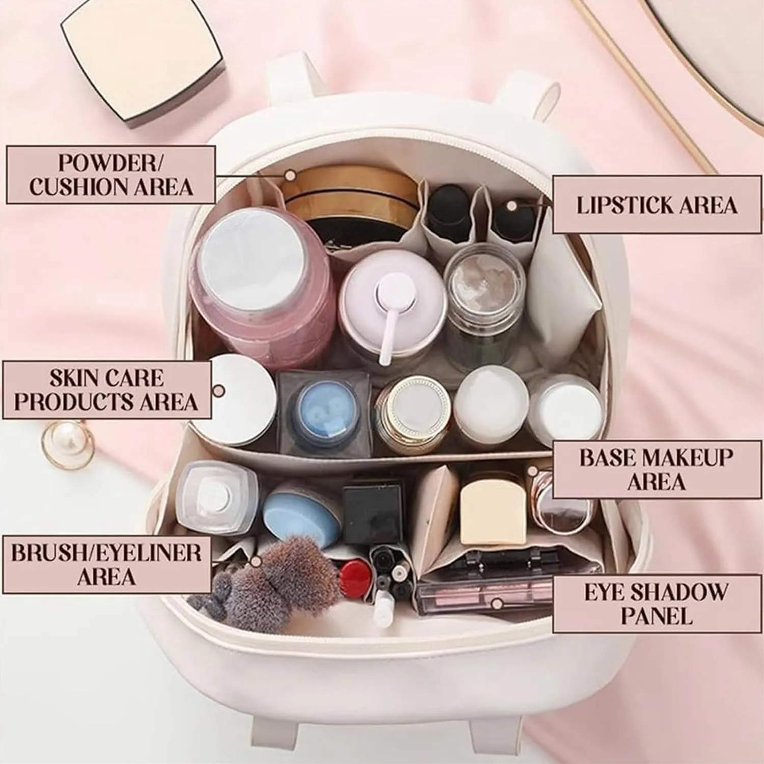 Multi-layered Shell-shaped Cosmetic Bag, Travel Makeup Bag, Large Capacity Cosmetic Bags for Women, Toiletry Bag for Women (Pink)