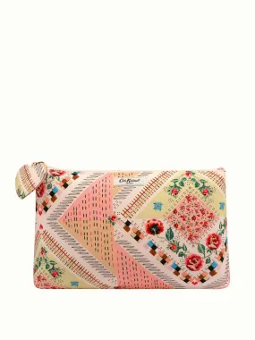 Patchwork organic cotton zip cosmetic bag