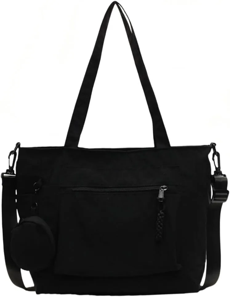 Solid Trendy Large Capacity Tote Bag Durable Nylon Handbag With Pockets Commuter Travel Sling Bag for Women 2025