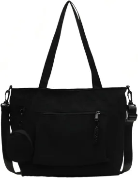 Solid Trendy Large Capacity Tote Bag Durable Nylon Handbag With Pockets Commuter Travel Sling Bag for Women 2025