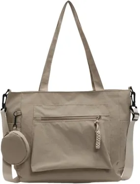 Solid Trendy Large Capacity Tote Bag Durable Nylon Handbag With Pockets Commuter Travel Sling Bag for Women 2025