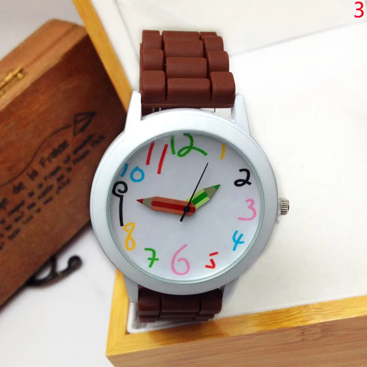 Special Offer Limited Fashion Cartoon Pencil Pointer Funny Digital Silicone Watches Best Gift Women & Men Watch