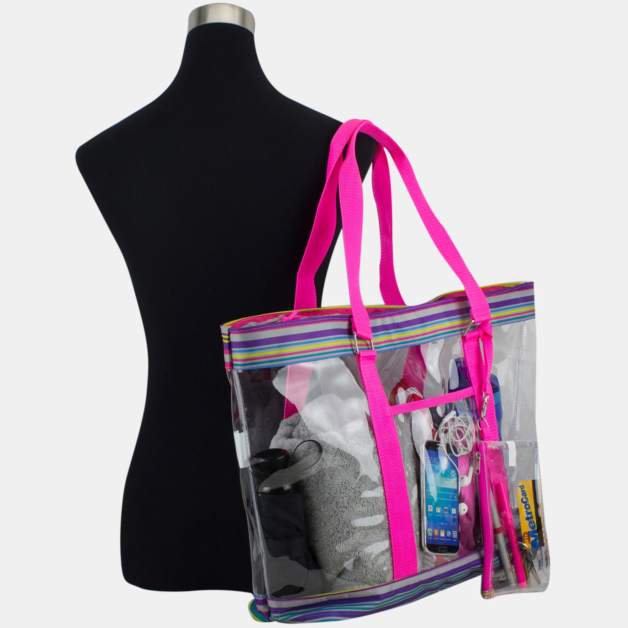 Supreme Deluxe 100% Clear PVC Printed Large Tote with Large Wristlet