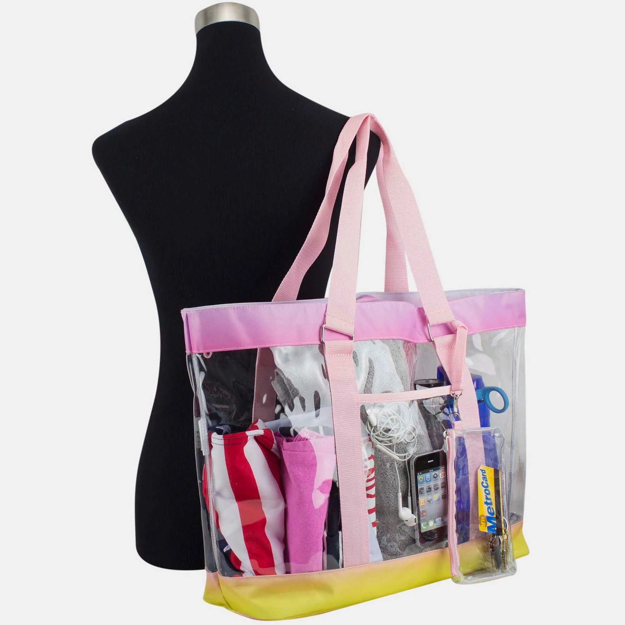 Supreme Deluxe 100% Clear PVC Printed Large Tote with Large Wristlet