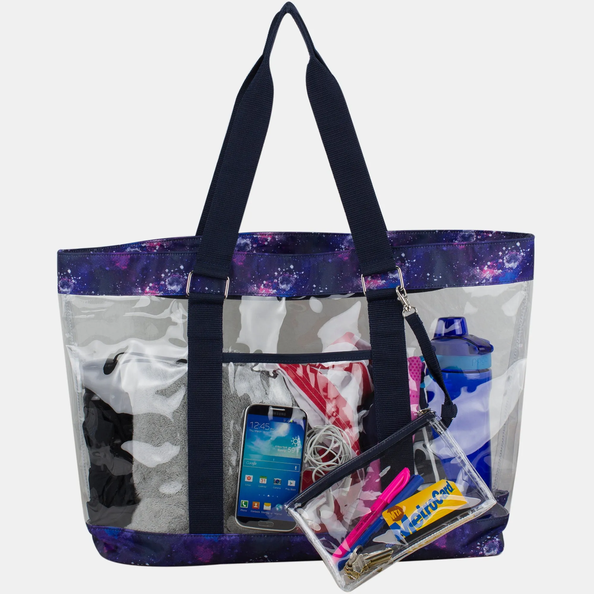 Supreme Deluxe 100% Clear PVC Printed Large Tote with Large Wristlet