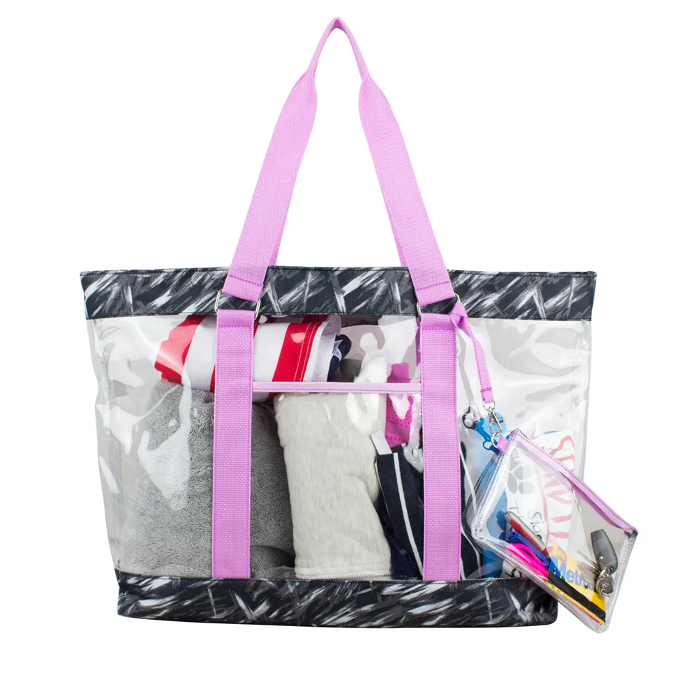 Supreme Deluxe 100% Clear PVC Printed Large Tote with Large Wristlet
