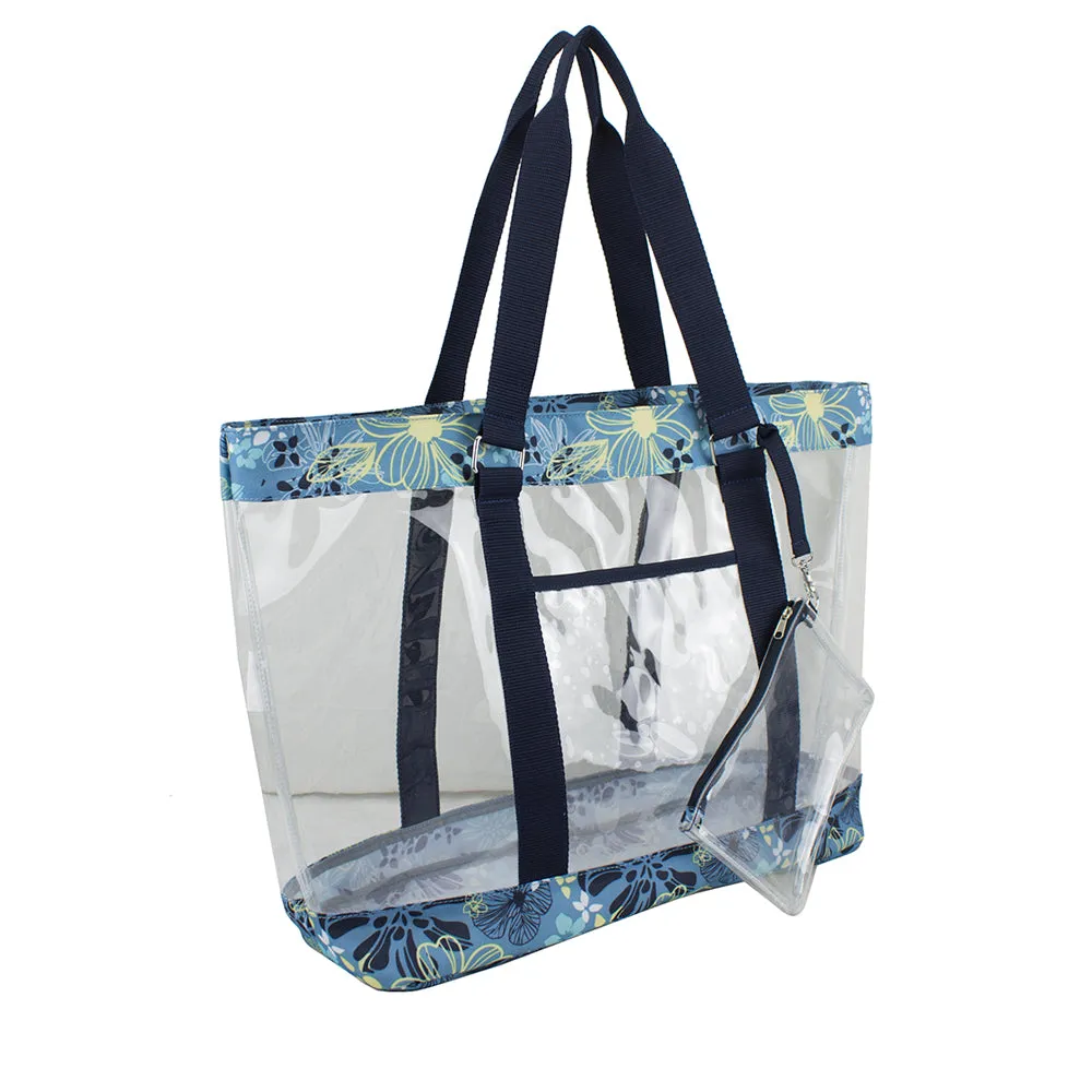 Supreme Deluxe 100% Clear PVC Printed Large Tote with Large Wristlet