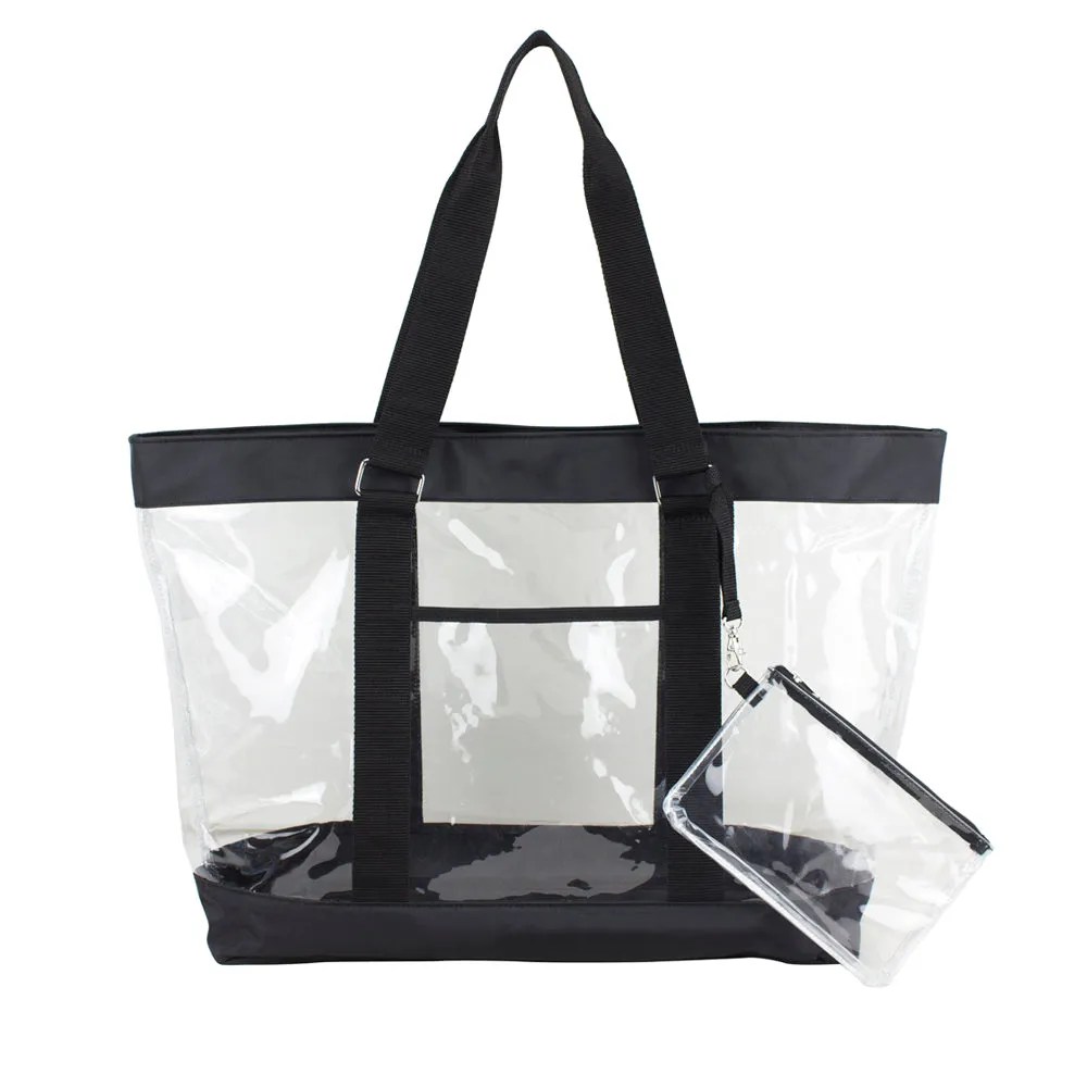 Supreme Deluxe 100% Clear PVC Printed Large Tote with Large Wristlet