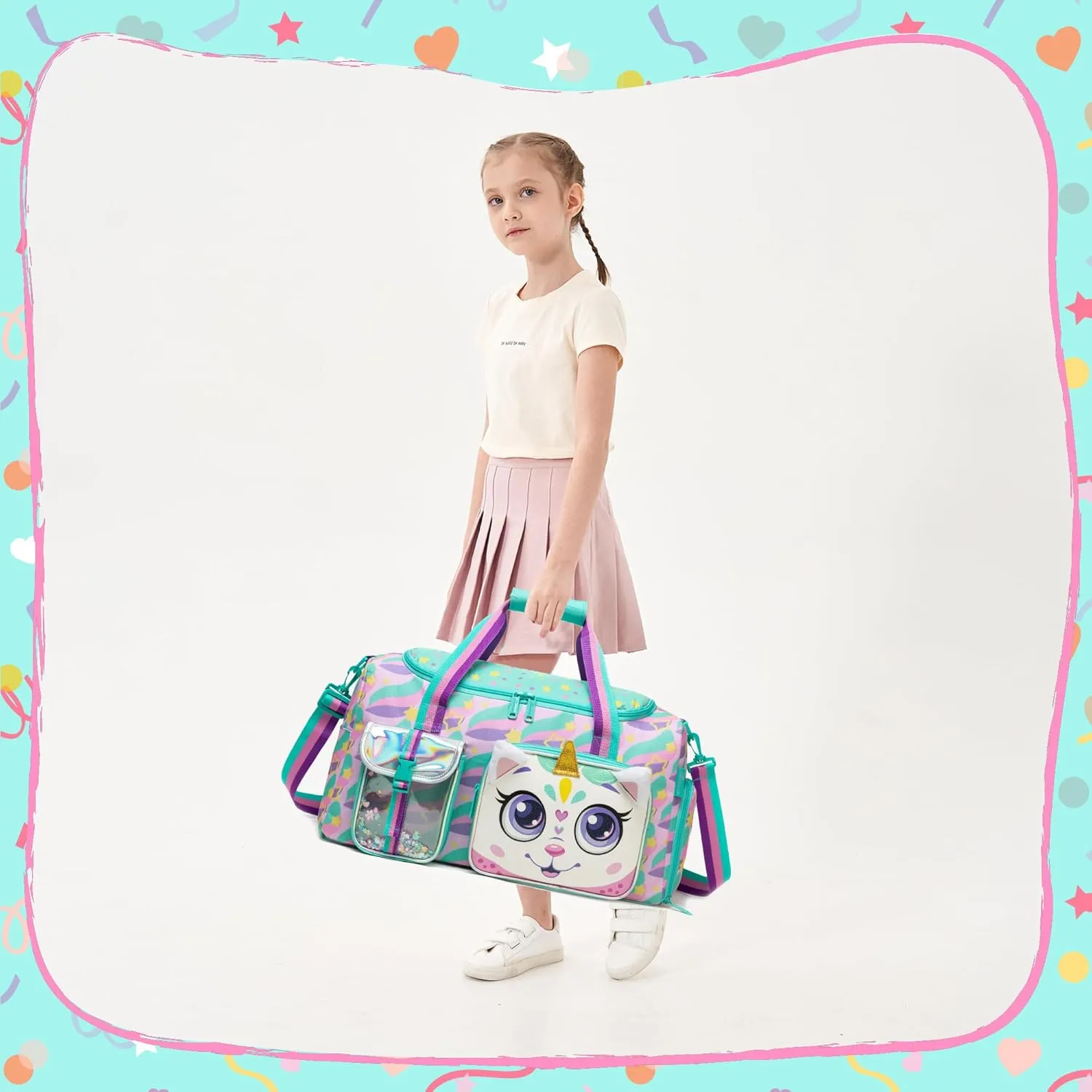 Travel Bag for Children Girls Boys Swimming Bag Kids Duffle Bag Sports Bag with Shoe Compartment Duffel Sport Carry On Weekender Kids Duffle Bag