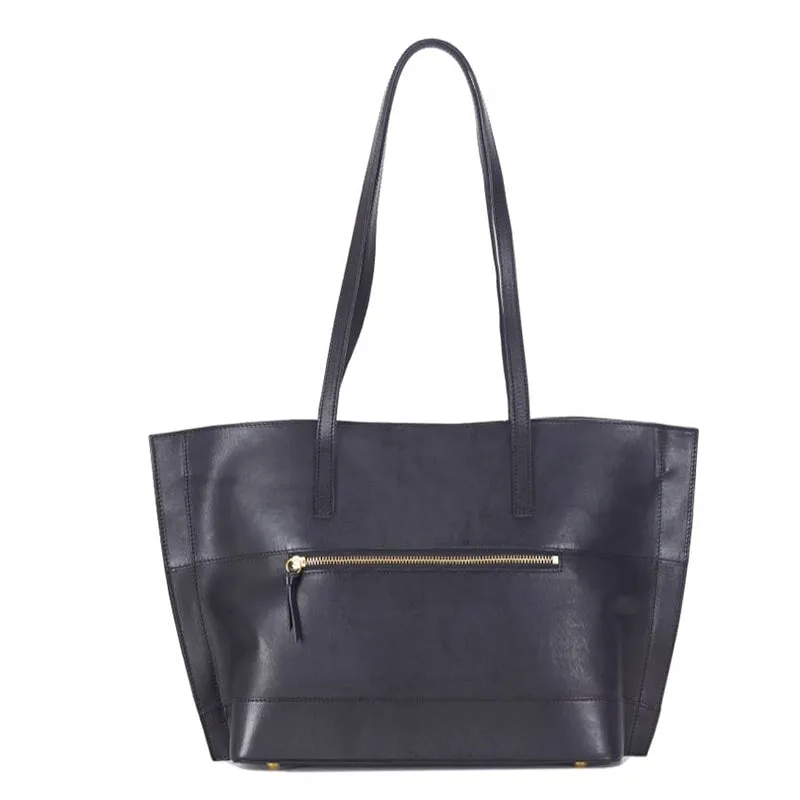 Vegetable Tanned Cowhide Leather Commuter Versatile Large-Capacity Tote Bag