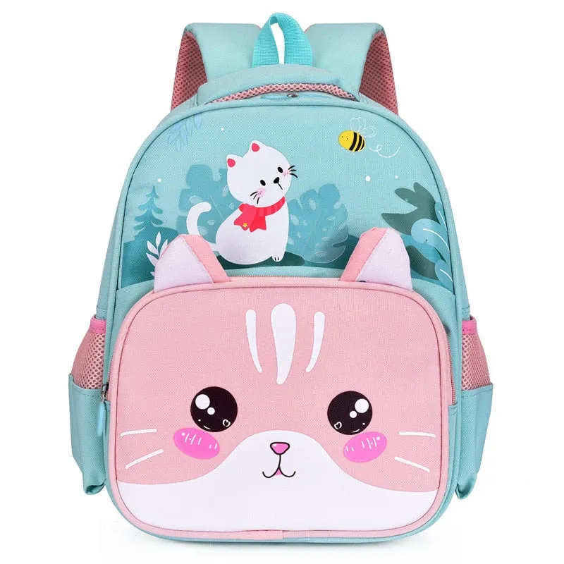 Wenkouban School Bags For Girls Cute Kawaii Bag Children Backpack Large-Capacity Boys Backpack Kids Schoolbag Cat Tiger Lion Animal Bags