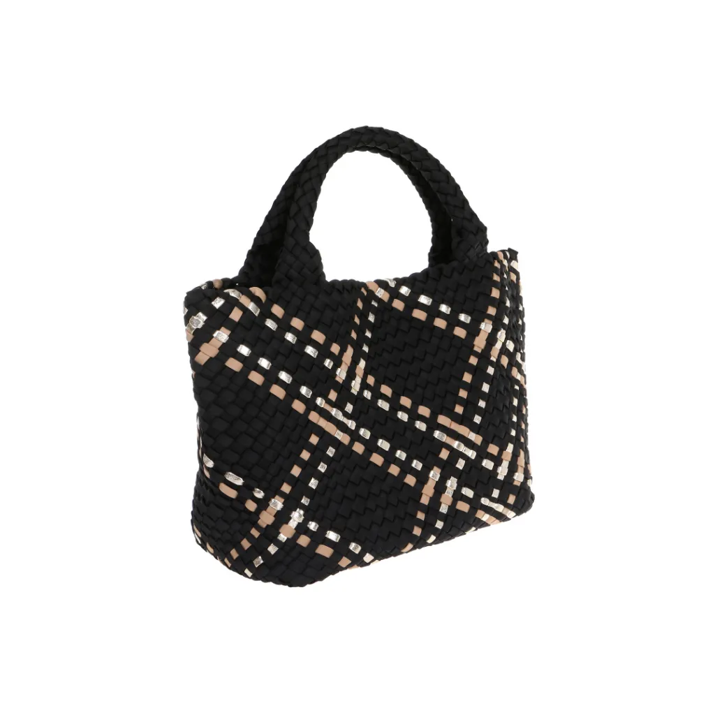 Woven Neoprene Large Tote - Black/Gold