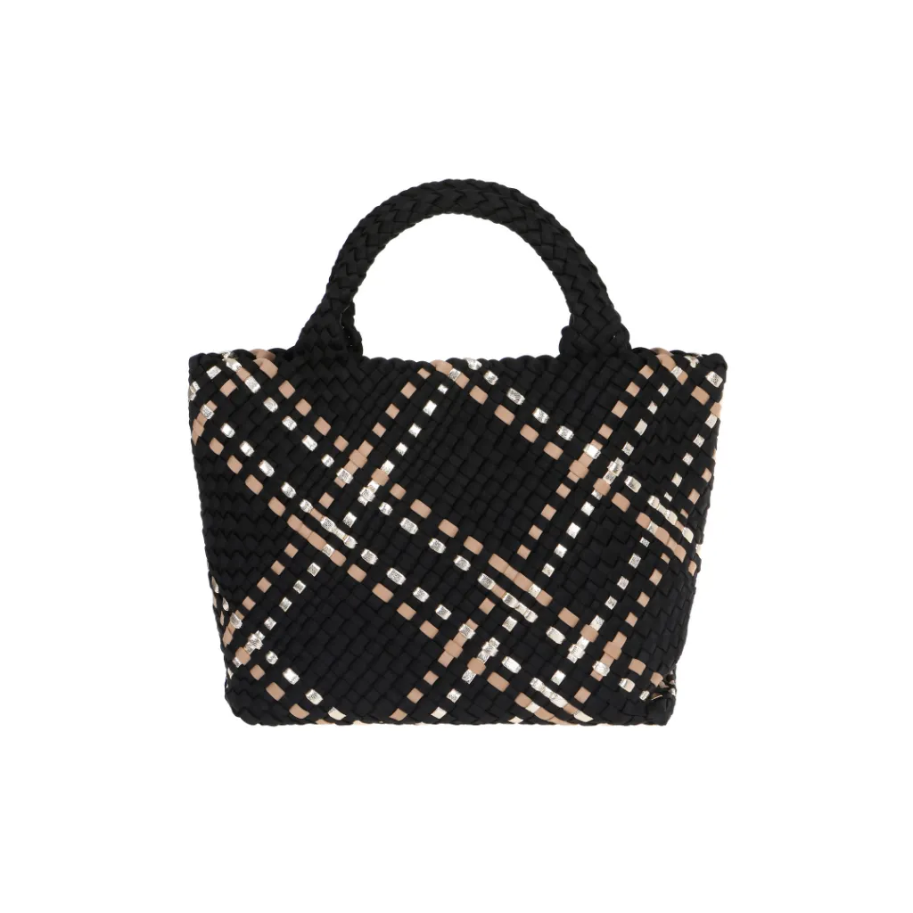 Woven Neoprene Large Tote - Black/Gold