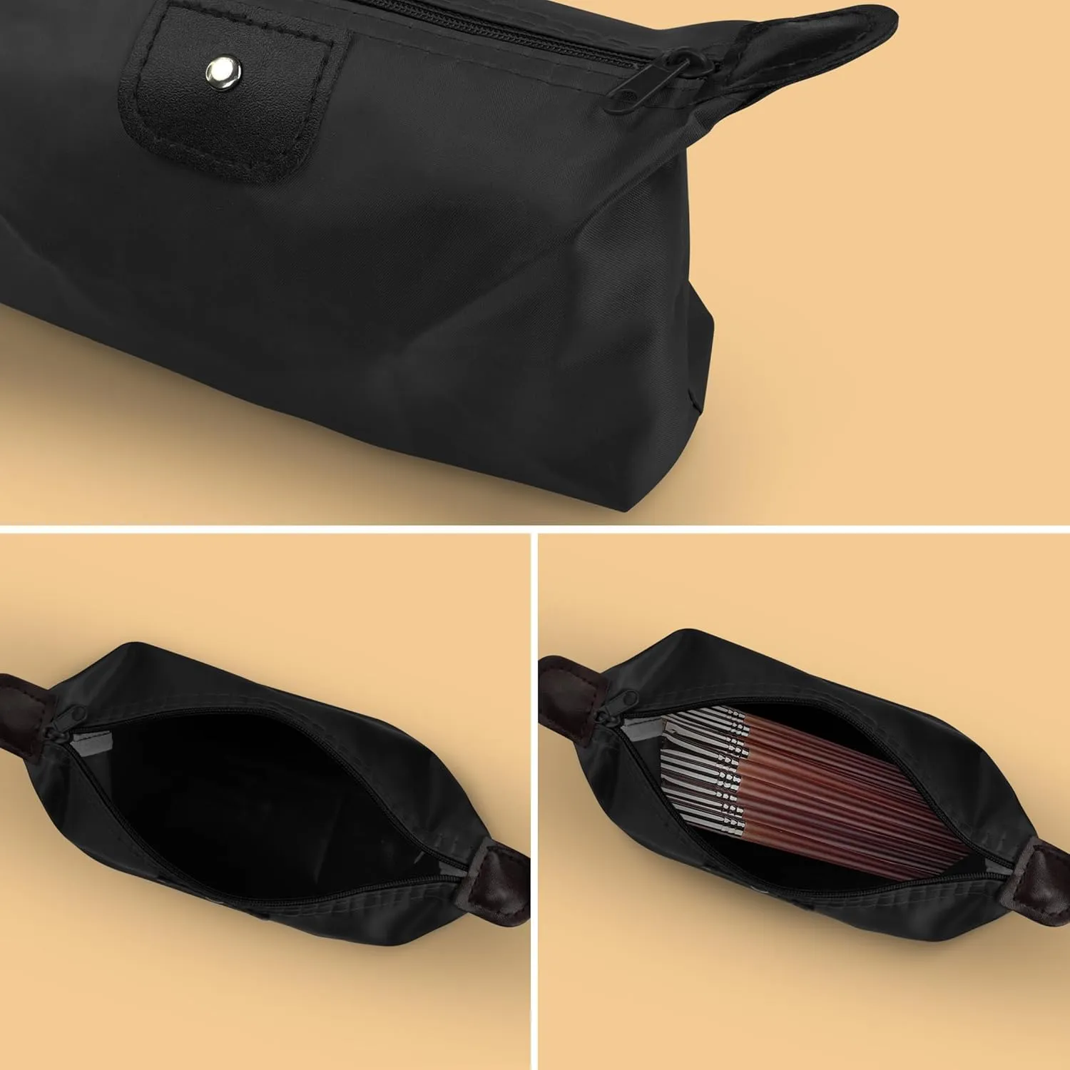 YAODHAOD Makeup Bag Bulk Toiletry Pouch Waterproof Cosmetic Storage Bags,with Zipper Travel Toiletry Organizer Packing Bag Accessory Organizer for Women and Men (5 PCS-Black)