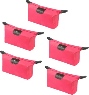 YAODHAOD Makeup Bag Bulk Toiletry Pouch Waterproof Cosmetic Storage Bags,with Zipper Travel Toiletry Organizer Packing Bag Accessory Organizer for Women and Men (5 PCS-Rose Red)